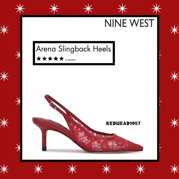 ๐ NINE WEST ARENA HOLIDAY SLINGBACK FLORAL PUMPS RED LACE SZ 9 SO GORGEOUS โ๐ป๐๐ ๐ - Picture 4 of 7